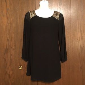 Black Dress with Gold Sequin Accents